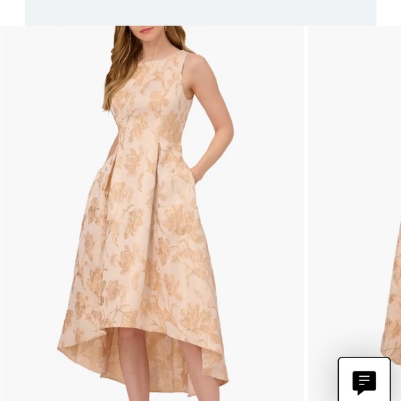 Adrianna Papell Dresses & Skirts - Adrianna Papell Metallic Bead Jacquard High-Low Fit & Flare Dress Size 12